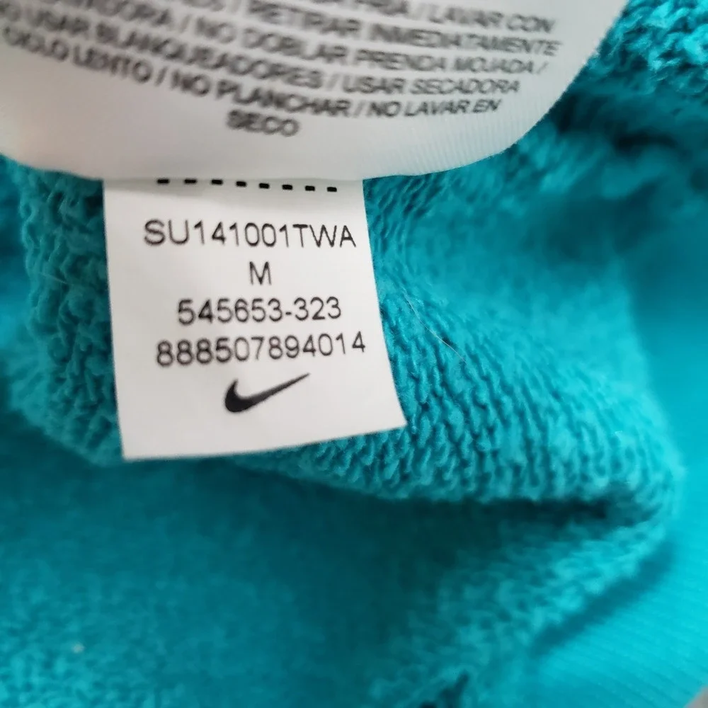 Nike Sweatshirt Womens Medium Green Full Zip Hooded Spell Out Fleece